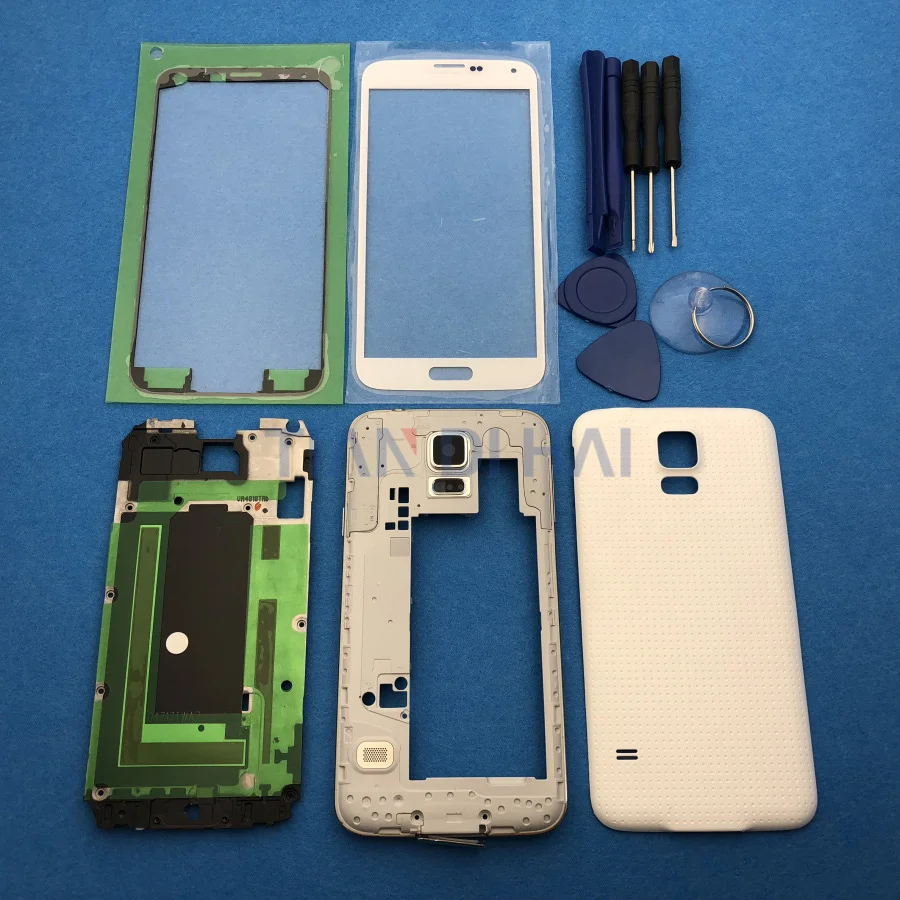 Полный чехол для samsung Galaxy S5 SV G900 I9600+ внешнее стекло+ наклейка+ Инструменты