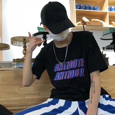 see chart YouGeMan весна лето корейский стиль Ulzzang Harajuku Bf Письмо печати свободные с коротким рукавом футболки мужские женские повседневные футболки Топы - Цвет: see chart
