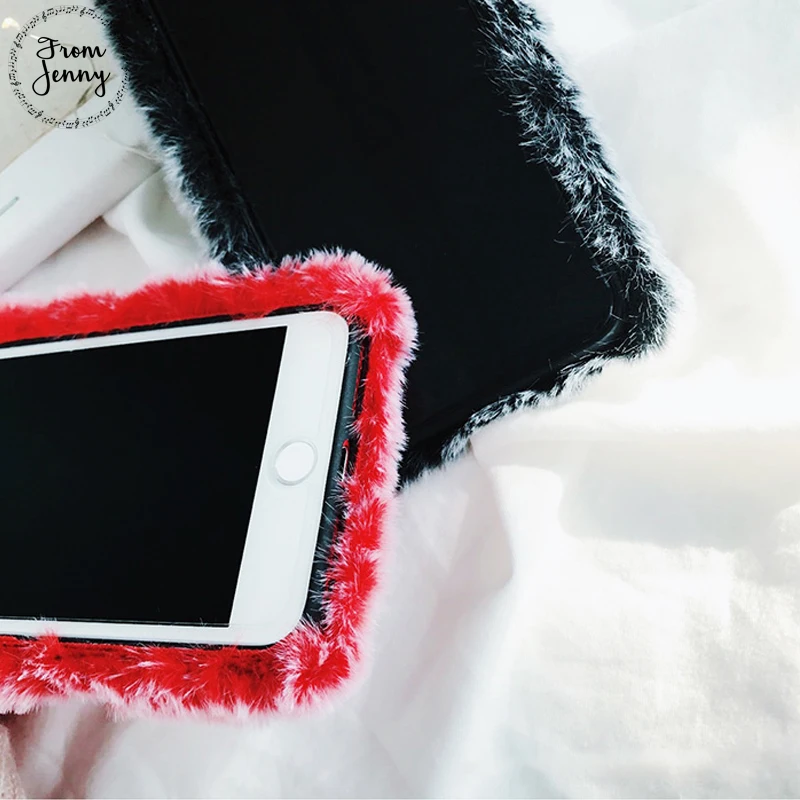 From Jenny Fluffy fake Fur Winter Phone Case For Apple iPhone 6 6s 7 7plus 8 8plus 10 X Free Shipping |