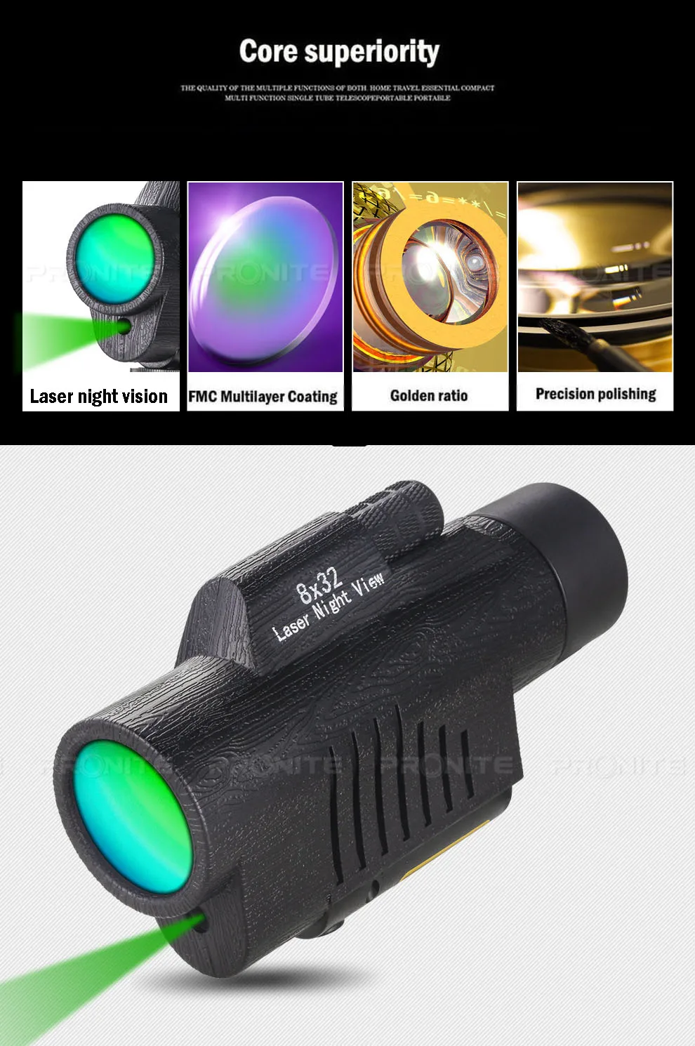 Профессиональный Монокуляр Zoom Vision 8x32 фокусирующий телескоп высокой мощности HD лазер ночного видения монокль охотничий Spyglass ночной вид