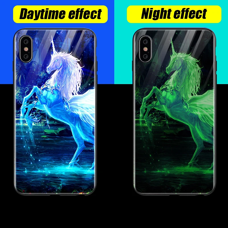 TOMKAS светящийся стеклянный чехол с животными для iPhone X XS MAX XS роскошный силиконовый чехол для телефона для iPhone 7 8 Plus Чехлы для iPhone 6 S 6 S
