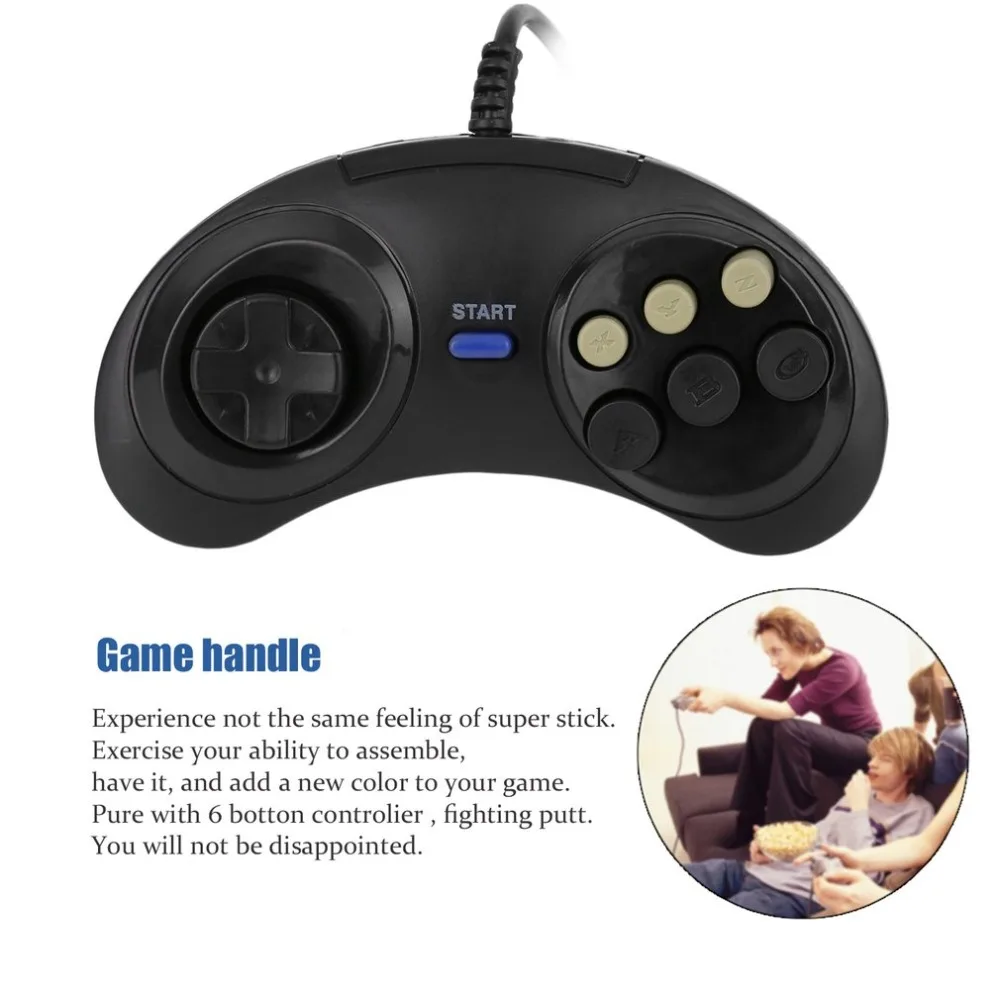 Шесть кнопок игровая ручка командная площадка черный геймпад для sega Megadrive для Mega Drive Deluxe Drive Wonder Mega джойстик