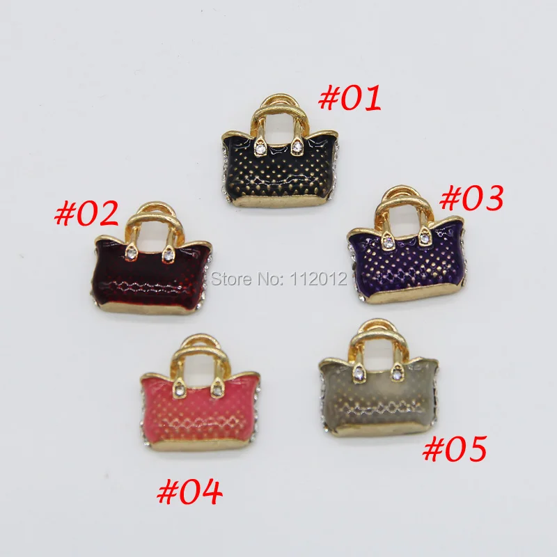5 шт./лот 20*20 мм Rhinestone эмаль красивая сумочка кошелек Форма Металл Шарм Подвеска DIY