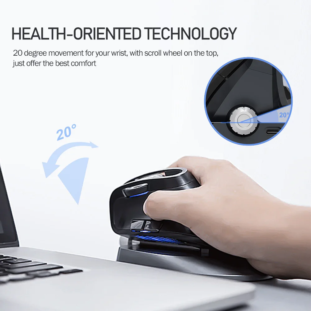 Delux M618X беспроводная Вертикальная мышь с регулируемым углом наклона Bluetooth 3,0 4,0+ 2,4 ГГц эргономичная перезаряжаемая мышь для 4 устройств Windows