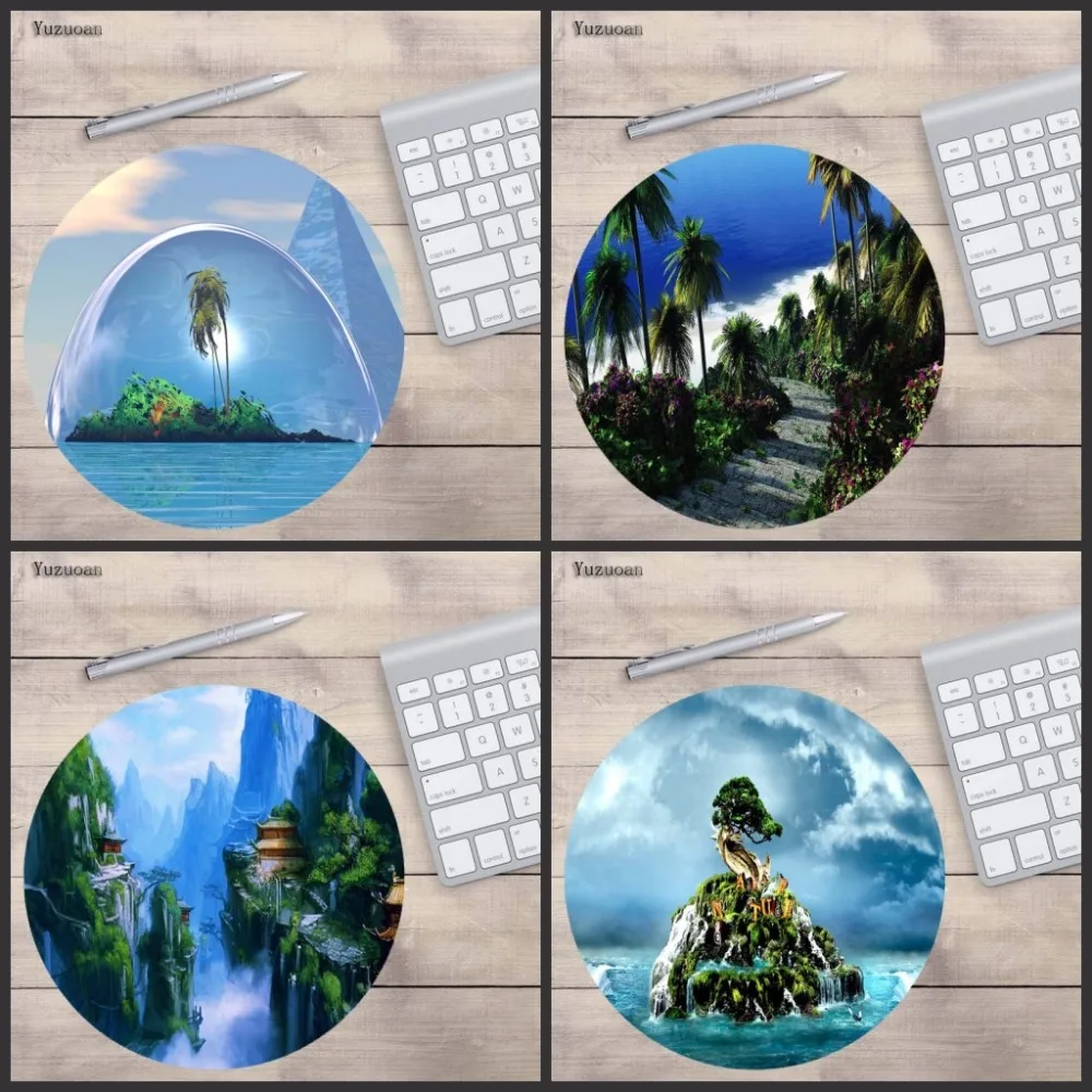 Yuzuoan красивый морской пейзаж 200x200 мм коврик notbook компьютерный круглый для мыши
