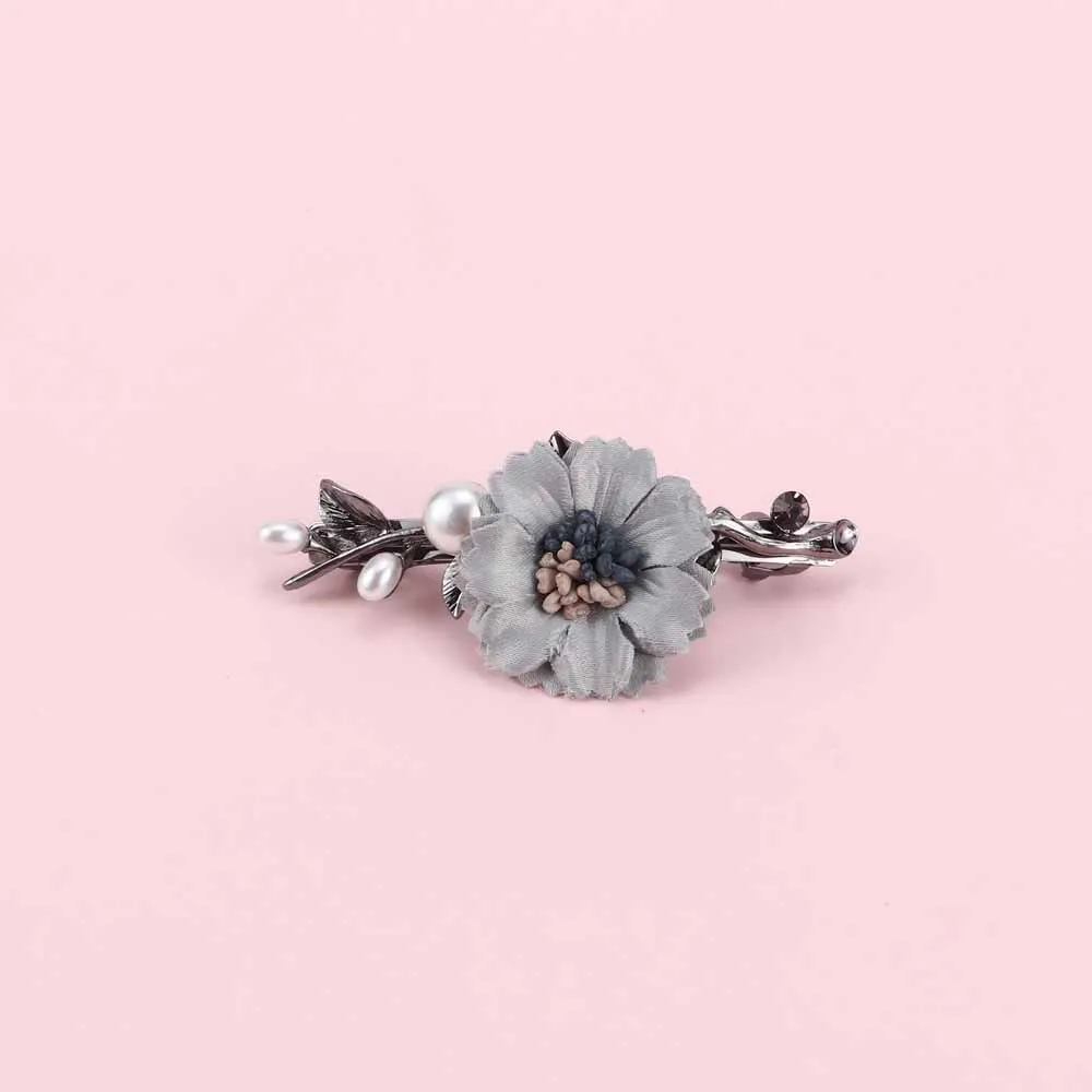 

Fashion Fabric Flower Hair Clip Vintage Faux Pearl Floral Hairpin Women Ladies Barrettes Hair Accessories Headdress