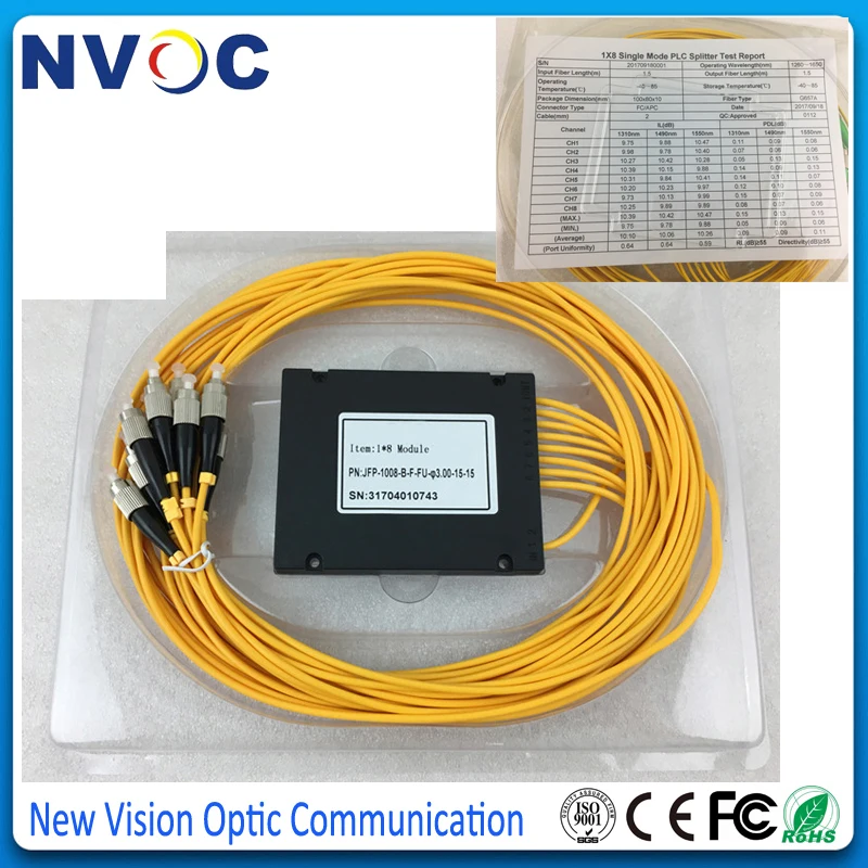 2 шт./лот FTTH 1*8 Волоконно-Оптический Сплиттер PLC Коробка ABS с разъемом LC FC SC ST UPC SM 0 мм