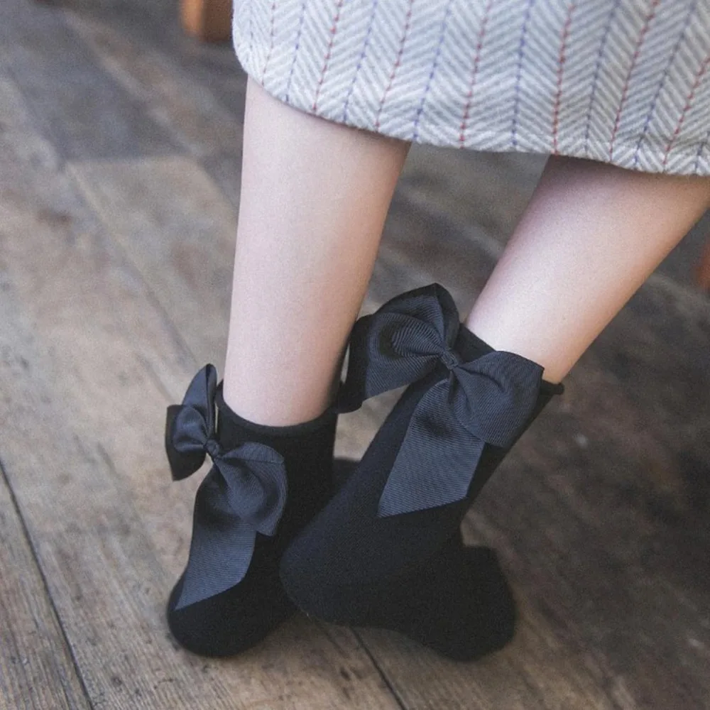 

Harajuku bowknot men socks Soft cotton students Solid color Pile Heap Funny Socks chaussettes femmes Dropshipping hot sale