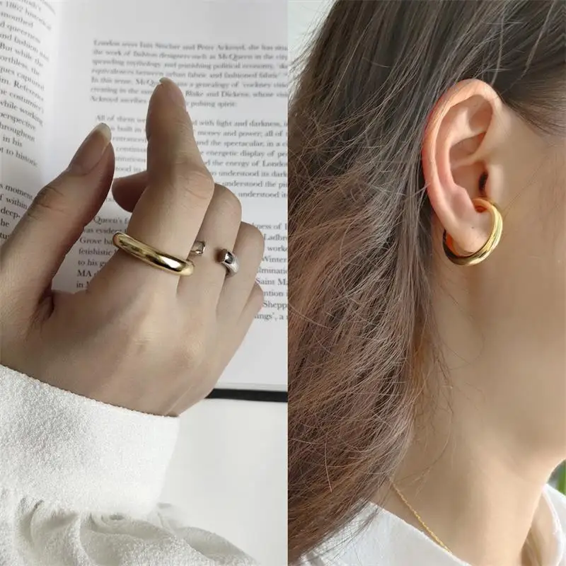 Женские сережки клипсы LOULEUR круглые из стерлингового серебра 925 пробы без