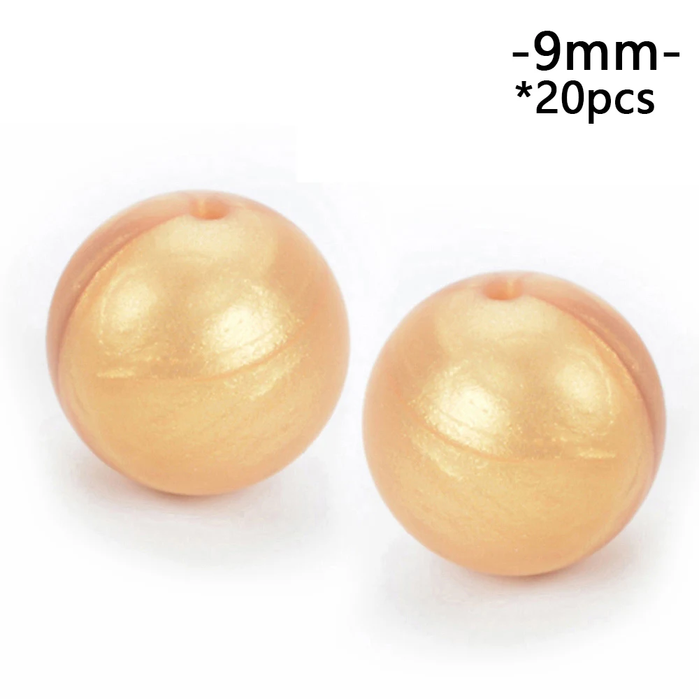 metal gold LOFCA 9 мм 20 шт./лот Силиконовые бусы для прорезывания зубов DIY Ювелирные изделия Игрушки для малышей пищевой прорезыватель BPA бесплатно жевательные красочные прорезыватели - Цвет: metal gold