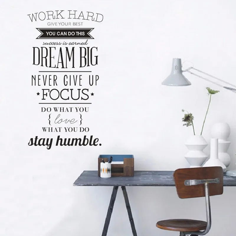 

Work Hard Inspiring Vinyl Wall Sticker Poster Wall Art Decals Living Room Decoration Wallpaper Home Decor Wall Decals M655