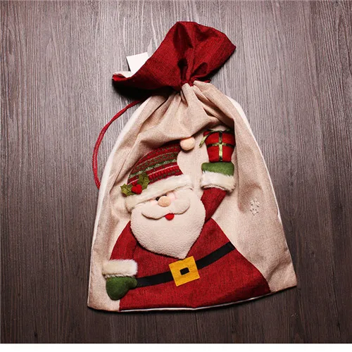 Santa Claus 2pcs Высококачественная Рождественская Подарочная сумка 58*35 см подарочная упаковка красные сумки Санта Клауса Большие размеры шнурок снеговик подарок вечерние Kriss Kringle - Цвет: Santa Claus 2pcs