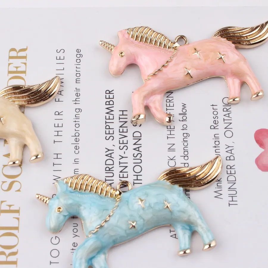 10 шт./лот эмалированная подвеска в виде звезды единорога Подвески подходят для DIY