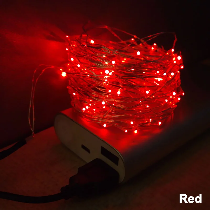 Светодиодный водонепроницаемый гирлянда 5 м 10 м праздничные ночные огни USB питание Наружное освещение год валентина день рождения свадьба настольная лампа - Испускаемый цвет: Красный