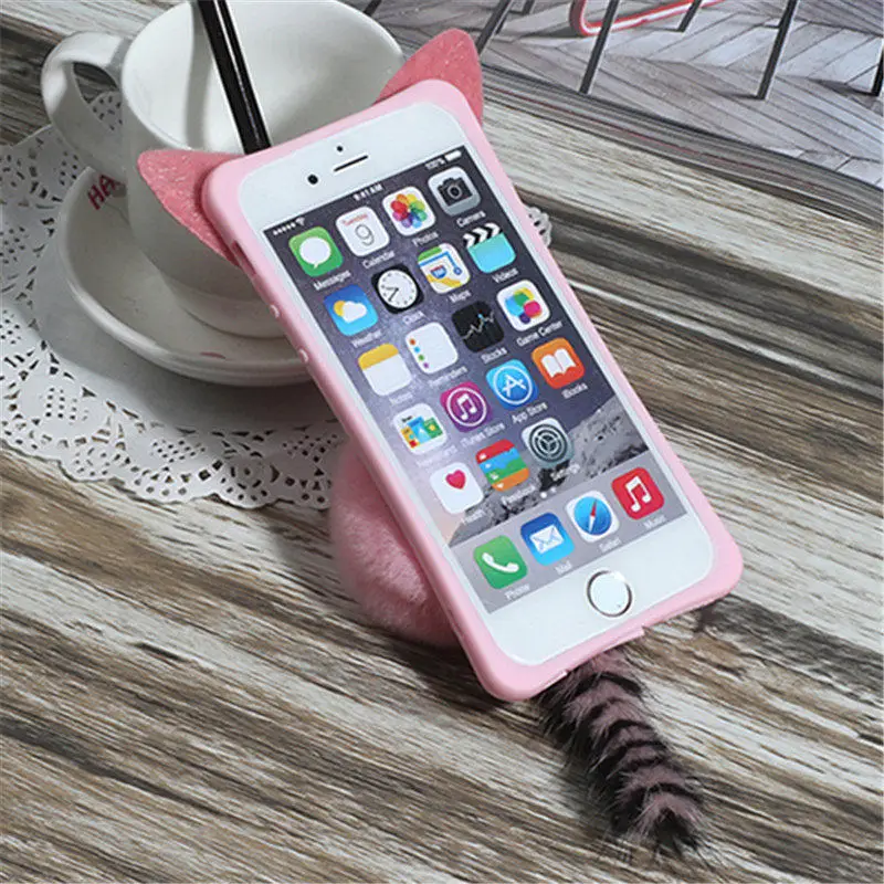Для iPhone 5 5S 6 S 7 8 Plus X прозрачный чехол для телефона плюшевый меховой мячик с