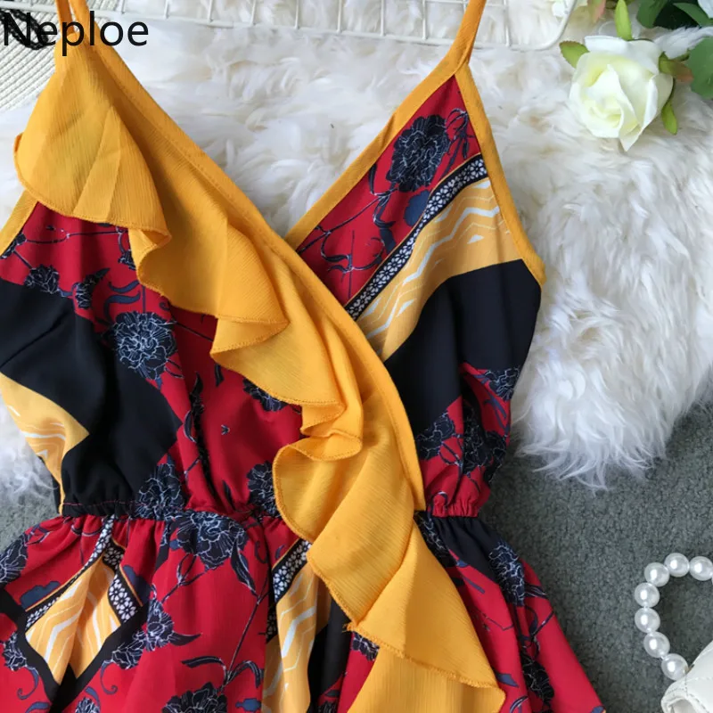 Женское платье с высокой талией nesloe Пляжное цветочным принтом и треугольным