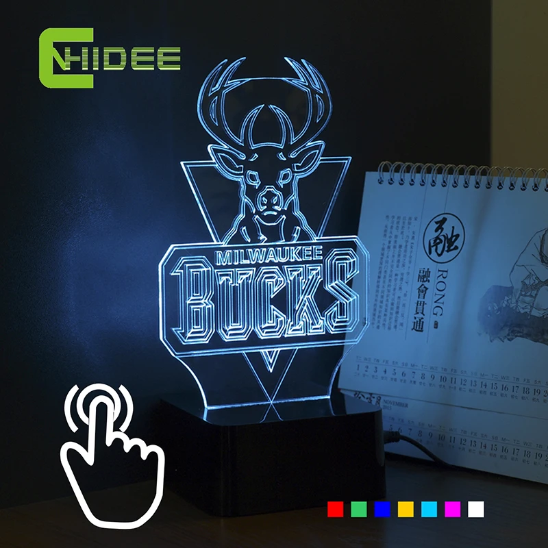 CNHIDEE USB RGB Звездная Ночь для Баксов Болельщиков Команды НБА Баскетбол 3d Настольная