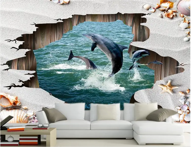 3d Виниловые обои для гостиной спальни стереоскопические пляжа | Обустройство