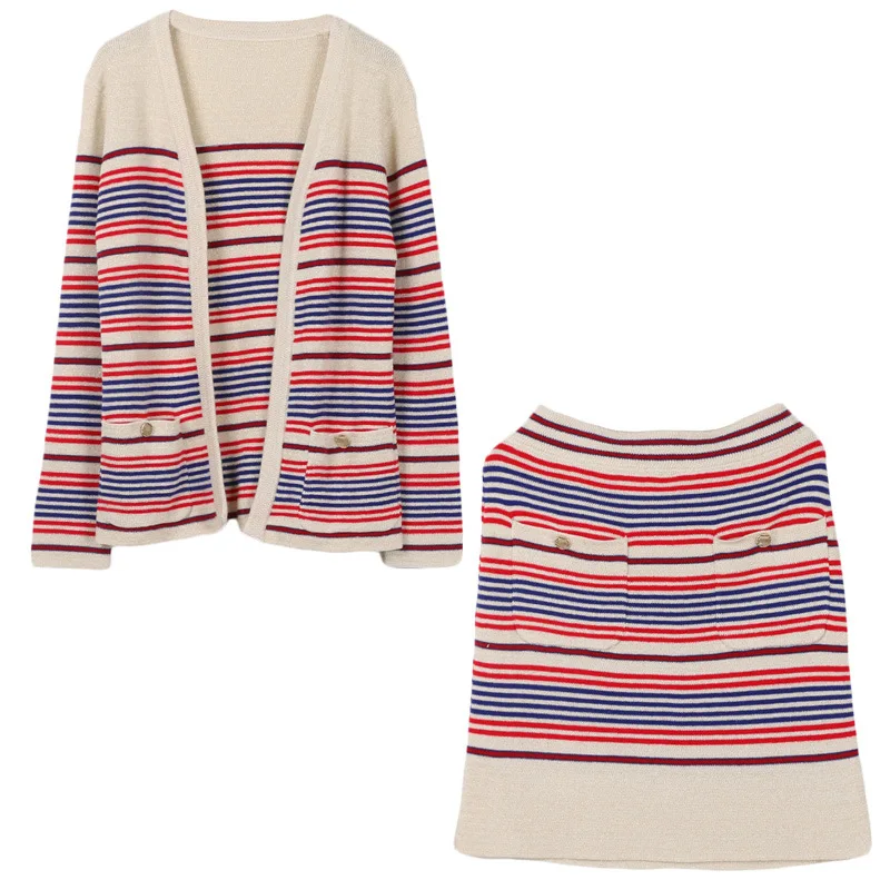 2019 Women's Sweater Cardigan Runway Designer Vneck Striped Open Stitch knitted sweater Spring Female Caridgan Kawaii Streetwear |