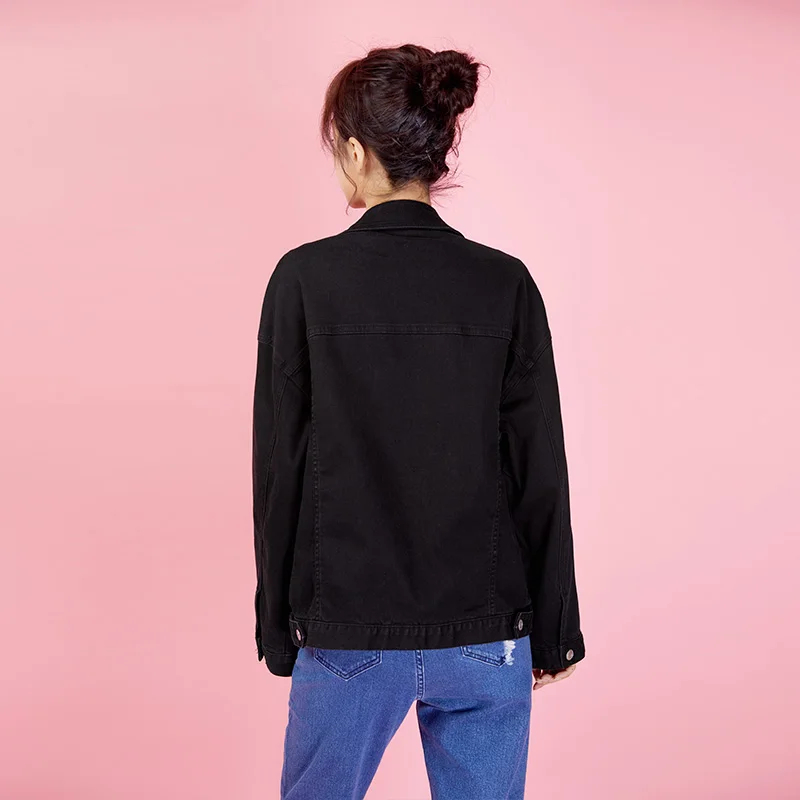Женская джинсовая куртка бойфренда LEIJIJEANS черная классическая повседневная