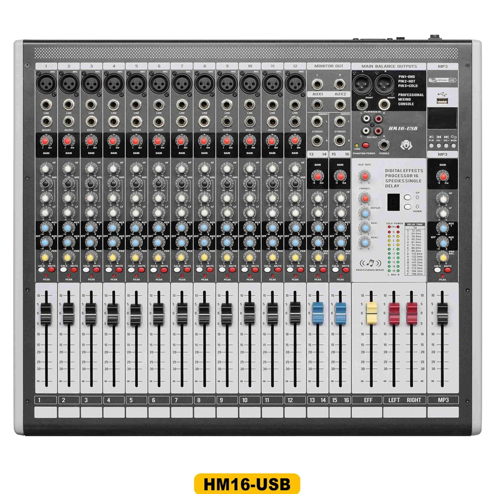 Leicozic HM16-USB 16-канальный видеорегистратор профессиональный миксер консольный микшер микшерный пульт usb для церкви Этап Ночной клуб студия звукозаписи