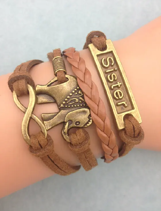 3 шт. бесконечности браслет ручной работы металл очарование кожаный модные jewerlly и