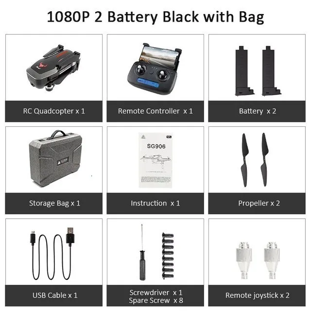 SG906 мини Дрон gps 5G wifi FPV RC Дрон 4K бесщеточный селфи Дрон с камерой HD Квадрокоптер складной Дрон VS F11 CG033 H117S - Цвет: 1080P-Black-2Battery