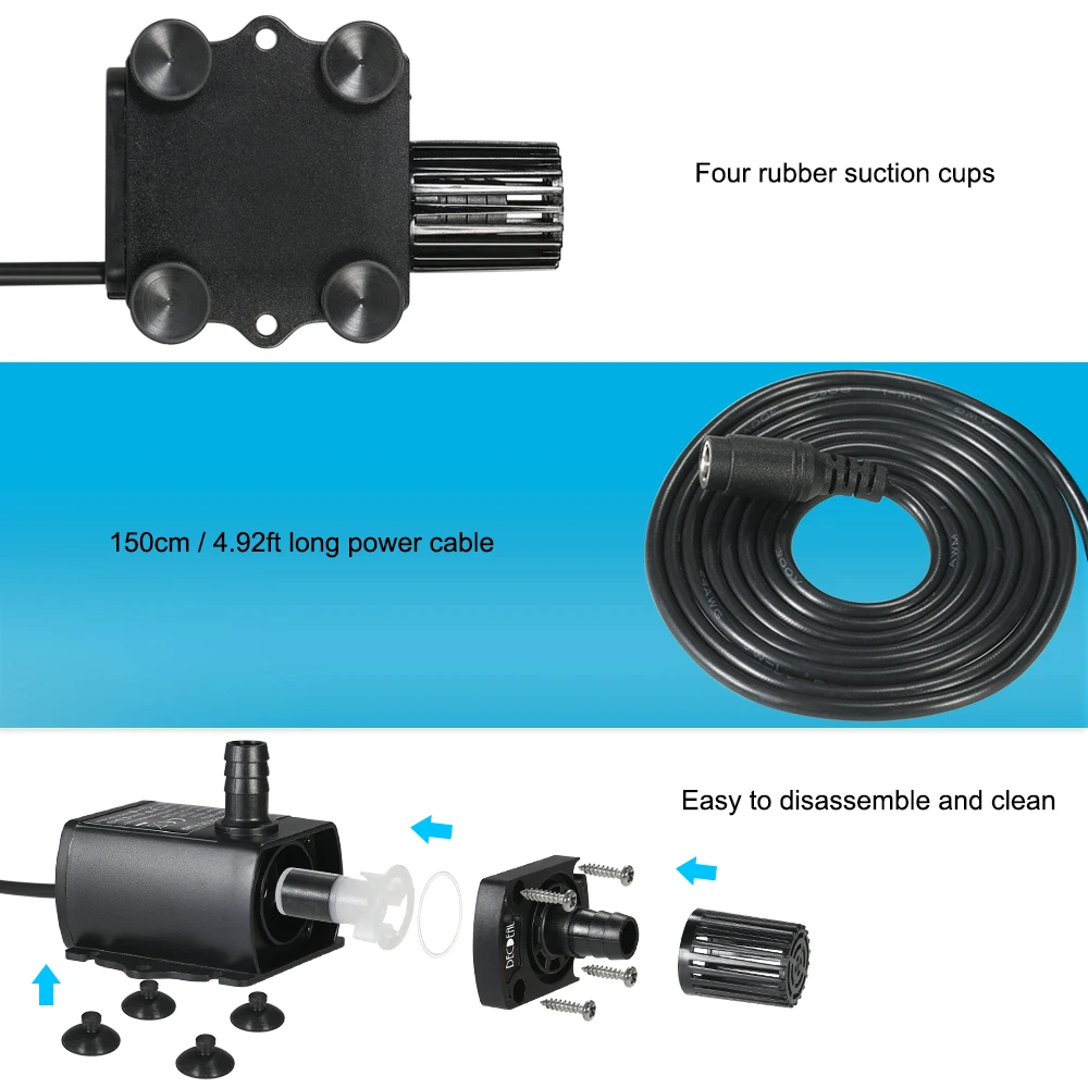 

Submersible Fountain Aquarium Circulating Water Pump Ultra-quiet Mini DC12V 6W Brushless Water Pump 300L/H Lift 3M 4M