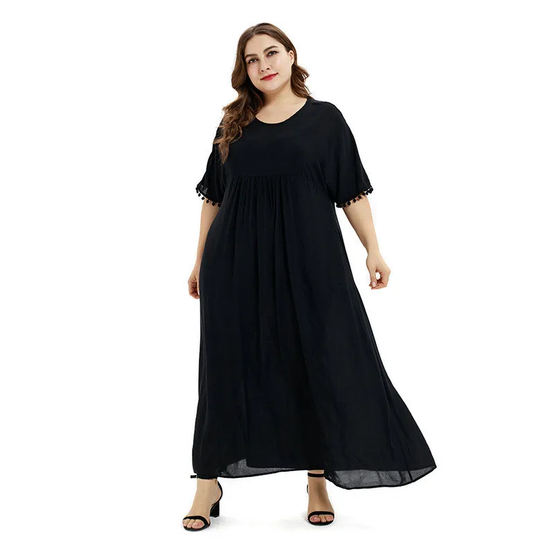 Летнее платье больших размеров L XXXL 2019 женские с коротким рукавом Свободные