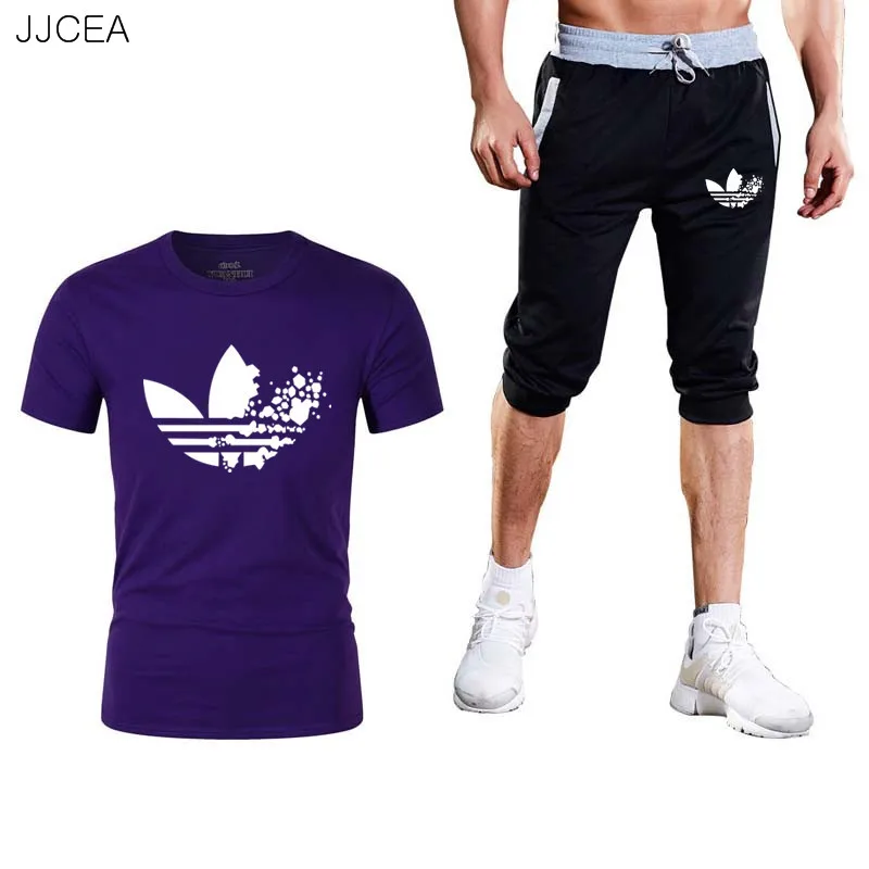 2019 new LOGO brand solid color T-shirt shorts men's black and white 100% cotton suit summer boy skateboard shor | Мужская одежда