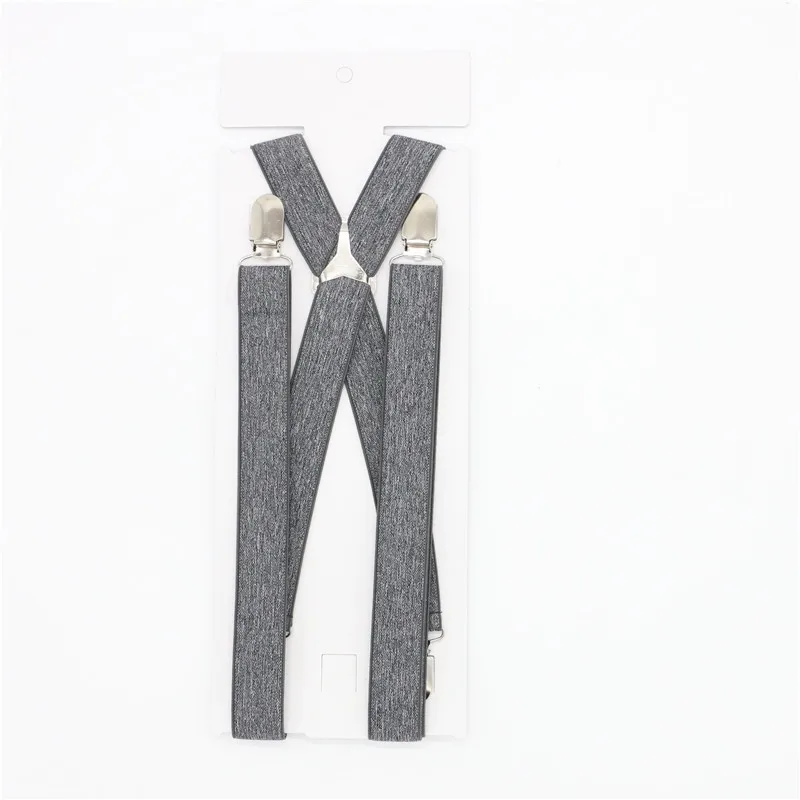 4 Clips Solid Men's Suspenders 2.5cm Width Women's Pants With Adjustable Suspenders Triangle Metal Cross - Color: 5