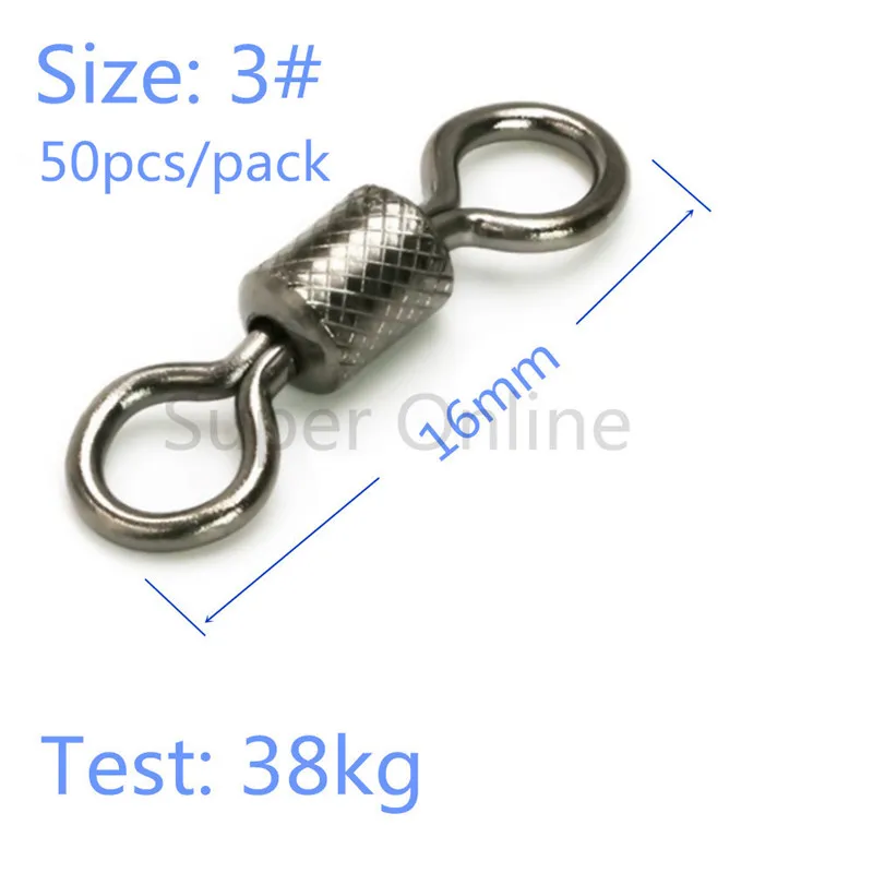 size 3 JOSHNESE Высокое качество 50 шт. 1#/3#/8# шарикоподшипник рыболовный поворотный с безопасными оснастками кольца Rolling поворотный Рыболовный оснастка разъем - Цвет: size 3