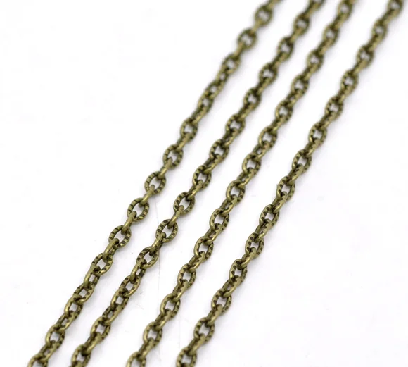 DoreenBeads античная бронза текстурированная звено-открытая кабельная цепь фурнитура 4x2,5 мм, продается в упаковке 3 м новинка