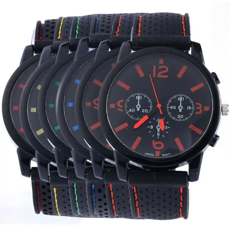 

Quartz Casual Cool Big Dial Silicone Strap Sports Style Men Watch Accurate Adult