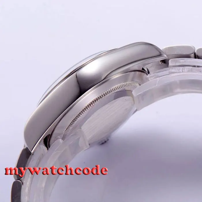 Мужские часы parnis с автоматической складной пряжкой и черным циферблатом 40 мм