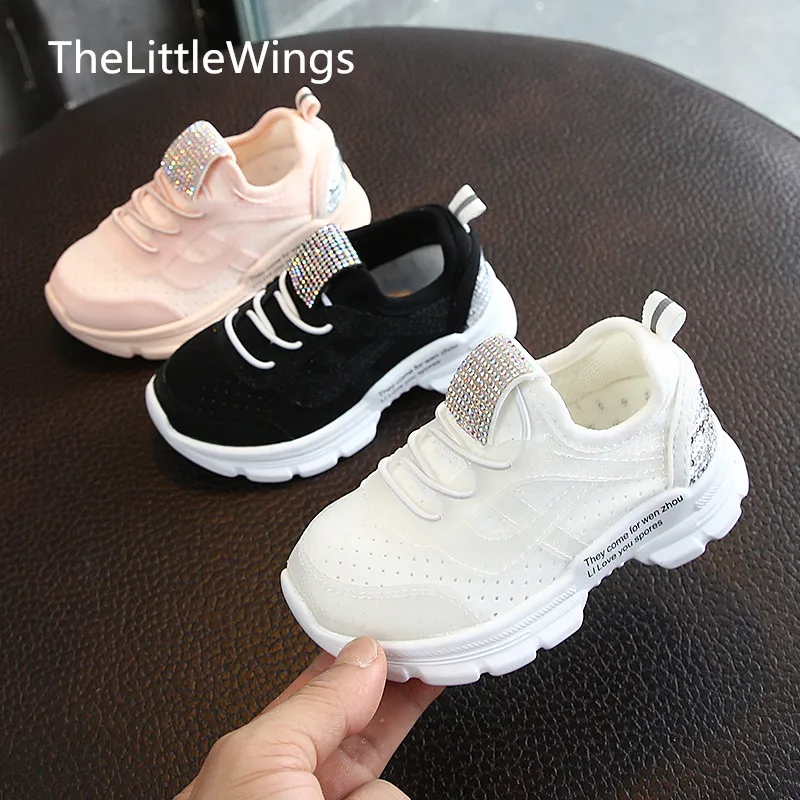 Girls' rhinestone Sports Shoes New Fashion Children's Mesh Air-permeable Leisure Boys' Shoes 1-4 Years Old