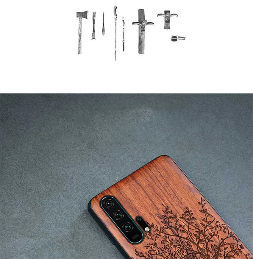 Резной деревянный ящик для huawei Honor 20 противоударный чехол TPU бампер чехол для huawei Honor 20 чехол деревянная оболочка Honor 20 Pro