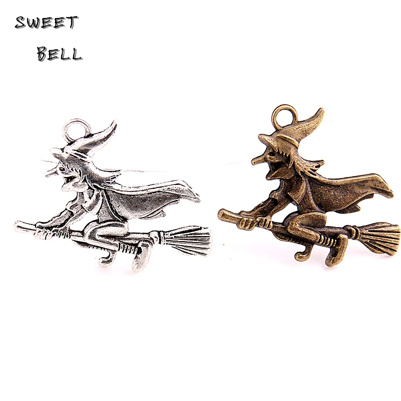 

SWEET BELL 20pcs 30*38mm Vintage Metal Witch Charms for Jewelry Making Diy Zinc Alloy Witch Sorceress Pendant Charms 3C434