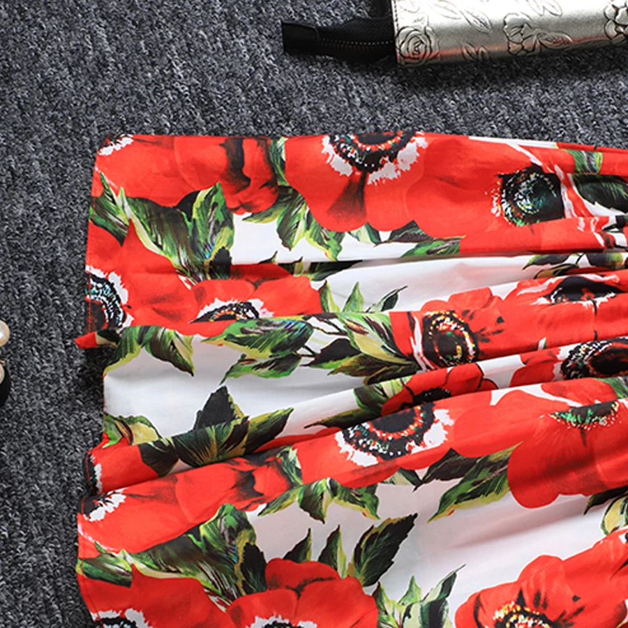 AELESEEN Designer Summer Cotton Dress 2019 Women's Elastic Off the Shoulder Elegant Red Floral Print Boho Holiday Short | Женская