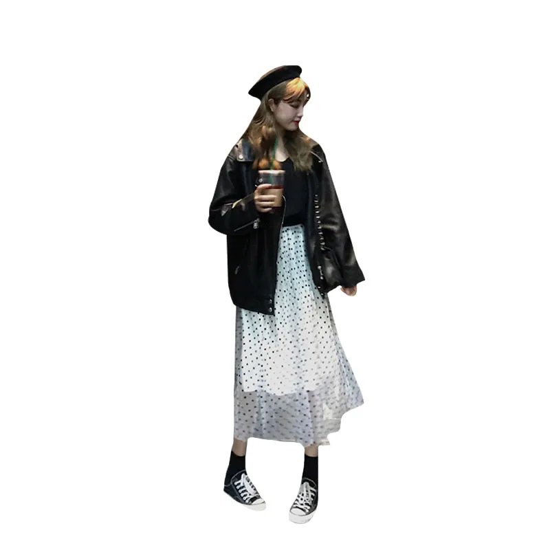 Весенняя женская Корейская версия dot свободная сетчатая юбка с высокой талией A