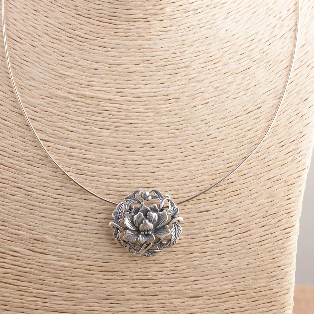 Кулон в виде цветка из серебра 925 пробы 100% пробы|thai silver pendant|pendants for womensilver flower pendant |