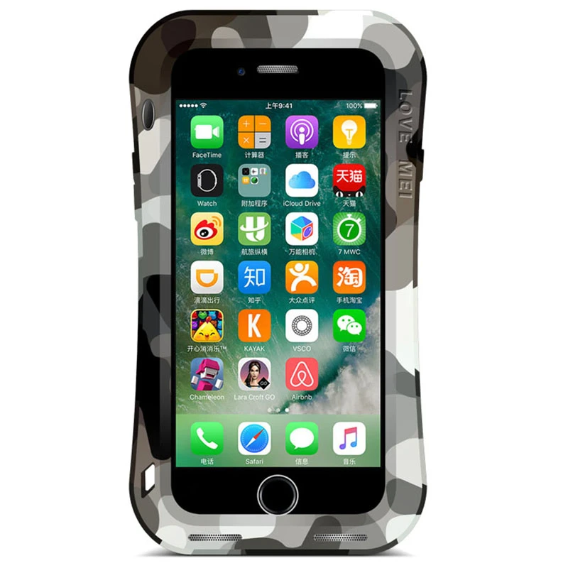 LOVE MEI Camouflage Small Waist Metal Case For iPhone 7 Plus Cover Armor Shockproof Life Waterproof Coque | Мобильные телефоны и