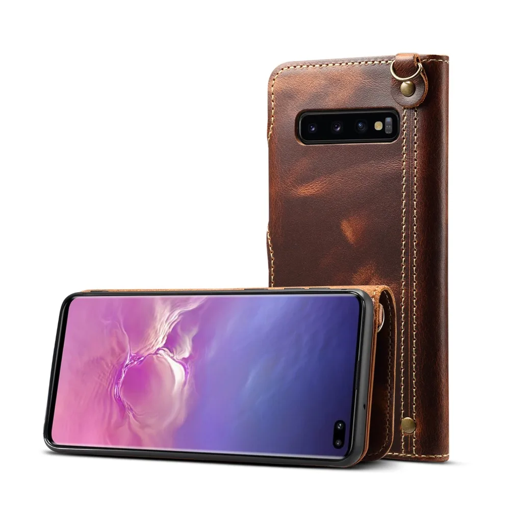 Магнитный флип-чехол для Samsung S10 S20 + Ultra S9 S8 Plus Note 10 9 8 кошелек из натуральной