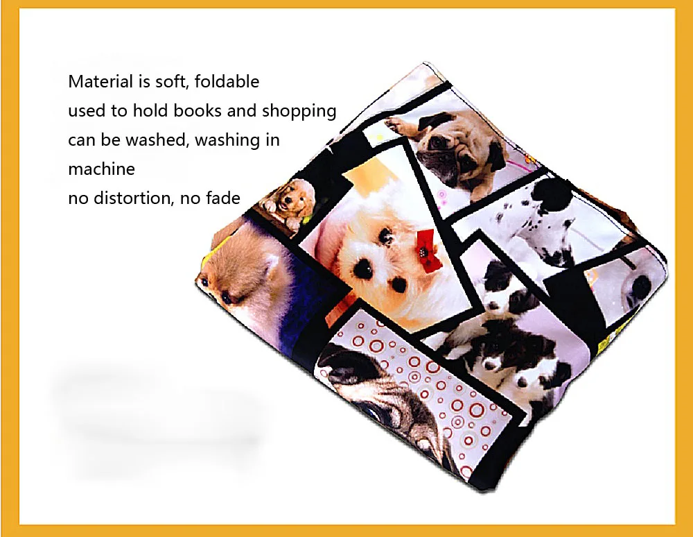 Cute Dogs Womens Eco Shopping Bag Girl's Utility School Travel Tote Foldable Grocery Packing Beach Free shipping | Багаж и сумки