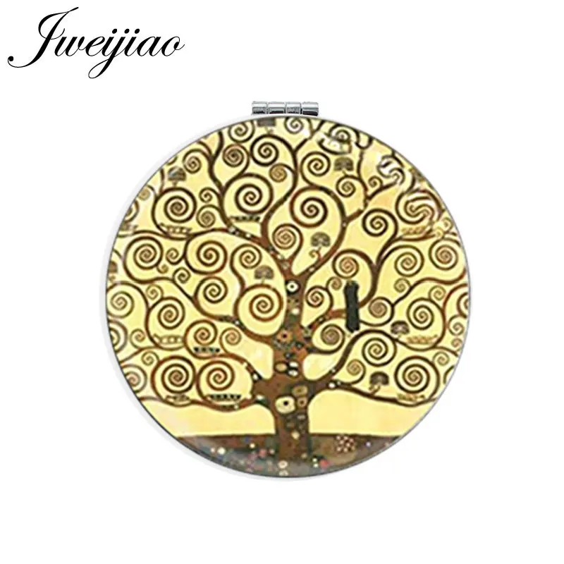 D938 JWEIJIAO Gree Life Tree золотой лист круглое зеркало для макияжа Мини складное компактное карманное зеркало портативное 1X/2X увеличительное - Цвет: D938