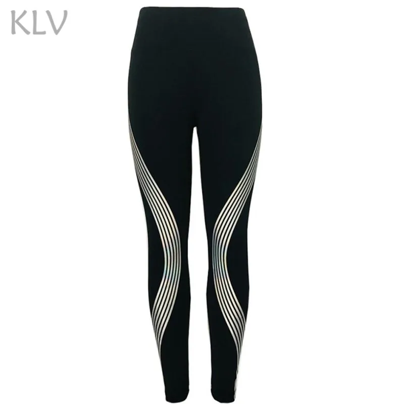 KLV Леггинсы для йоги, быстросохнущие штаны для йоги, женские леггинсы для спорта, женские светящиеся колготки для фитнеса, спортивные Леггинсы для фитнеса