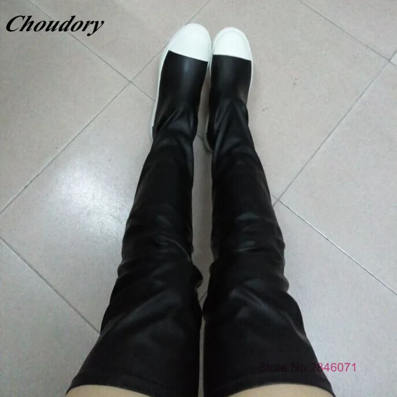 2017 Мода Женщины Над Коленом Сапоги Бедро Высокие Платформы плоские Длинные