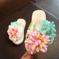 family fitted child slippers seaside holiday tide baby flip flops shoes slip handmade flower beach embroider parent child shoes