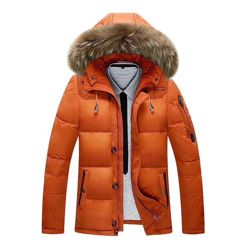 2018 Warm Winter Duck Down Jacket for Men Fur Collar Thicken Parkas Hooded Coat Casual Outerwer 110wy | Мужская одежда