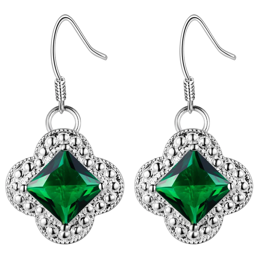 Посеребренные модные сережки в форме черного клевера оптовая продажа женских